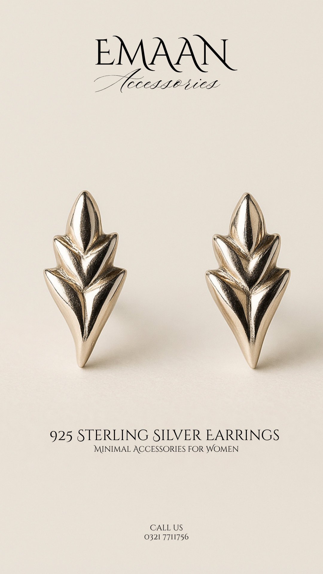 Silver Fern 925 Sterling Silver Stud Earrings