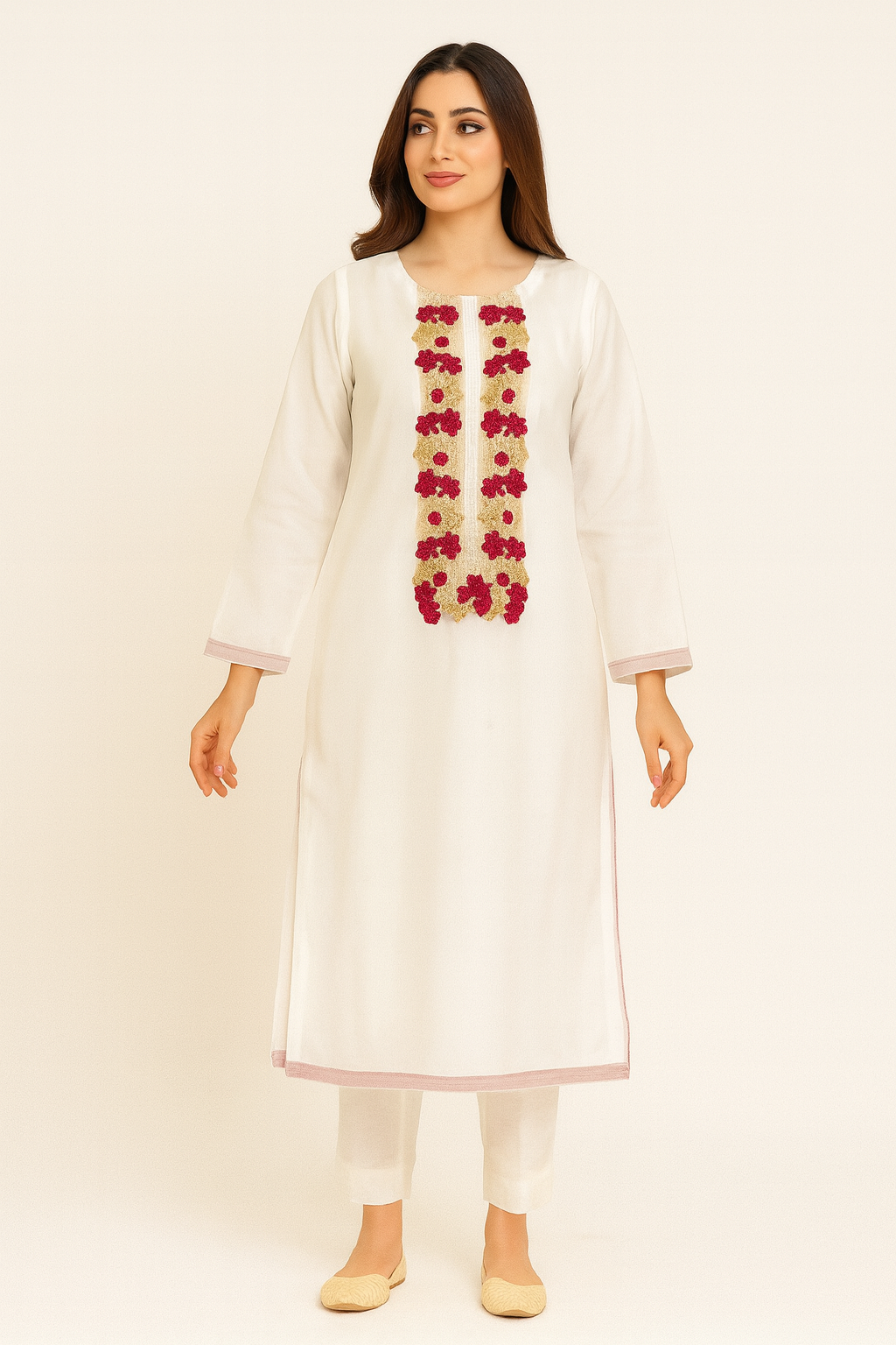 White Embroidered Organza Shirt – Ready to Wear (1 Piece)