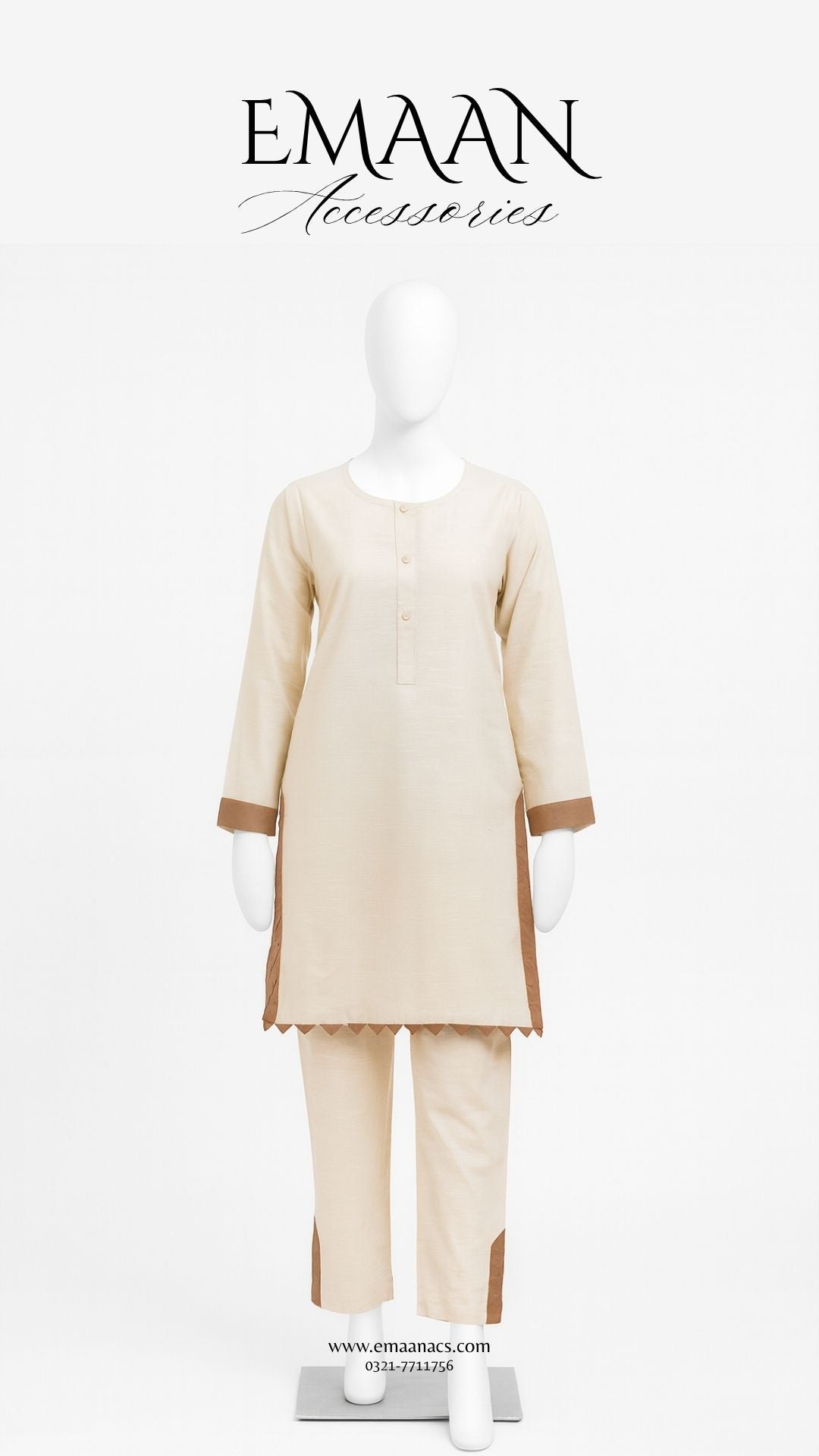 Oatmeal Khaddar 2 Piece – Shirt & Trouser (Ready to Wear)
