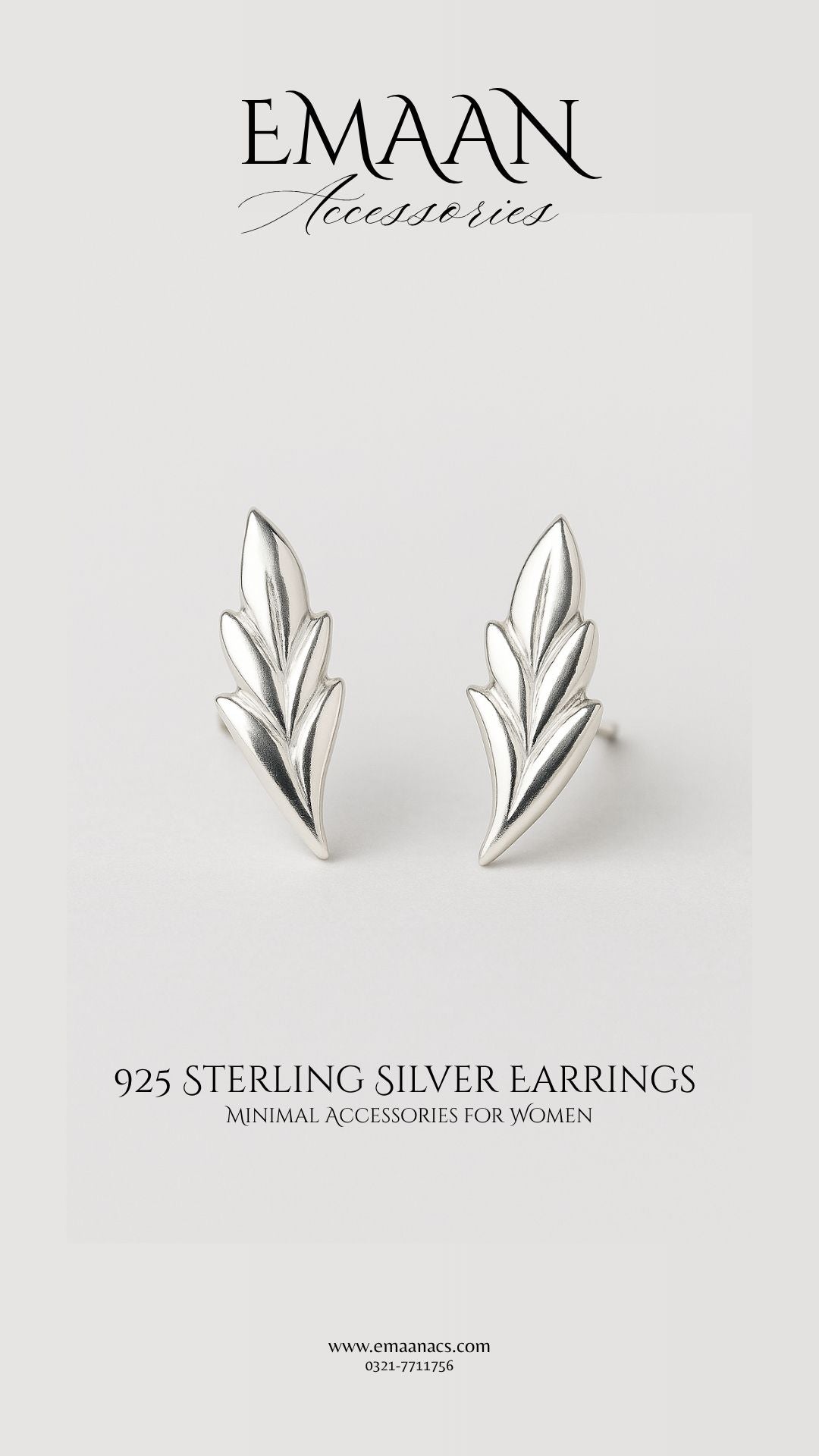 Silver Fern 925 Sterling Silver Stud Earrings