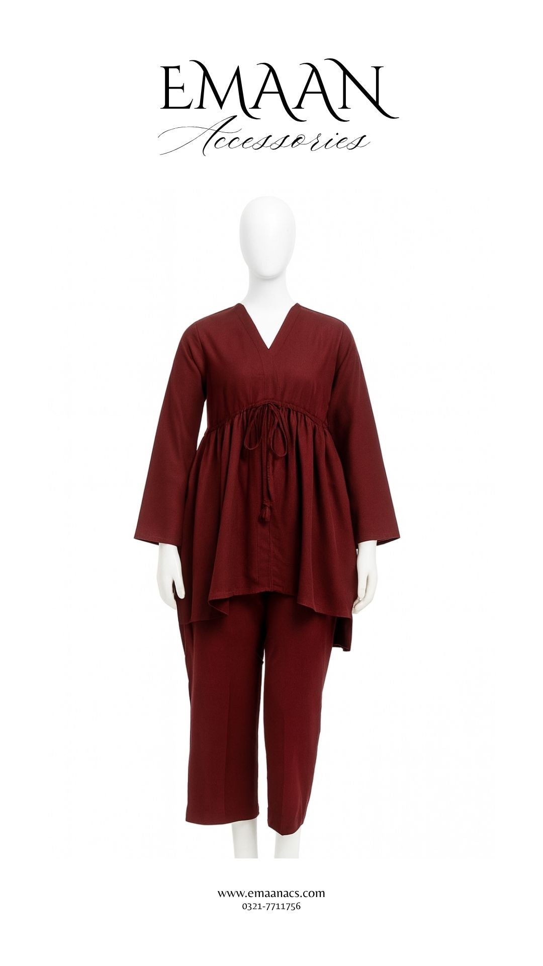 Maroon Karandi 2 Piece – Shirt & Trouser (Ready to Wear)