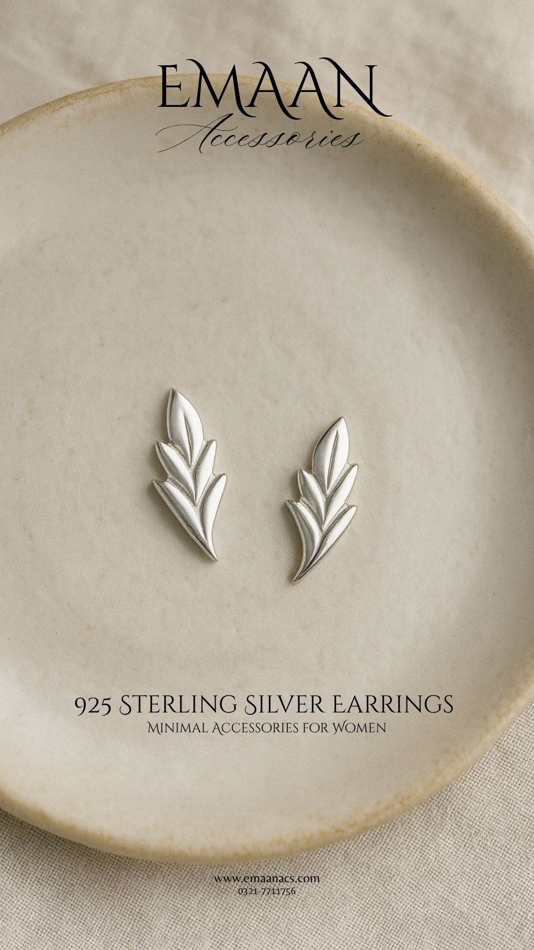 Silver Fern 925 Sterling Silver Stud Earrings