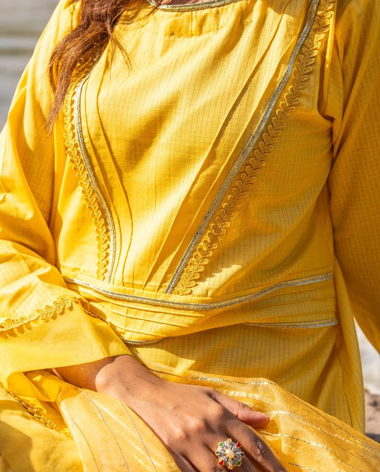 Yellow Lawn & Jacquard 2 Piece – Shirt & Dupatta (Ready to Wear)
