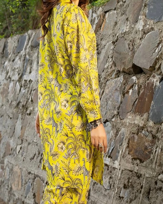 Yellow Printed Linen Co-ord Set – 2 Piece (Ready to Wear)