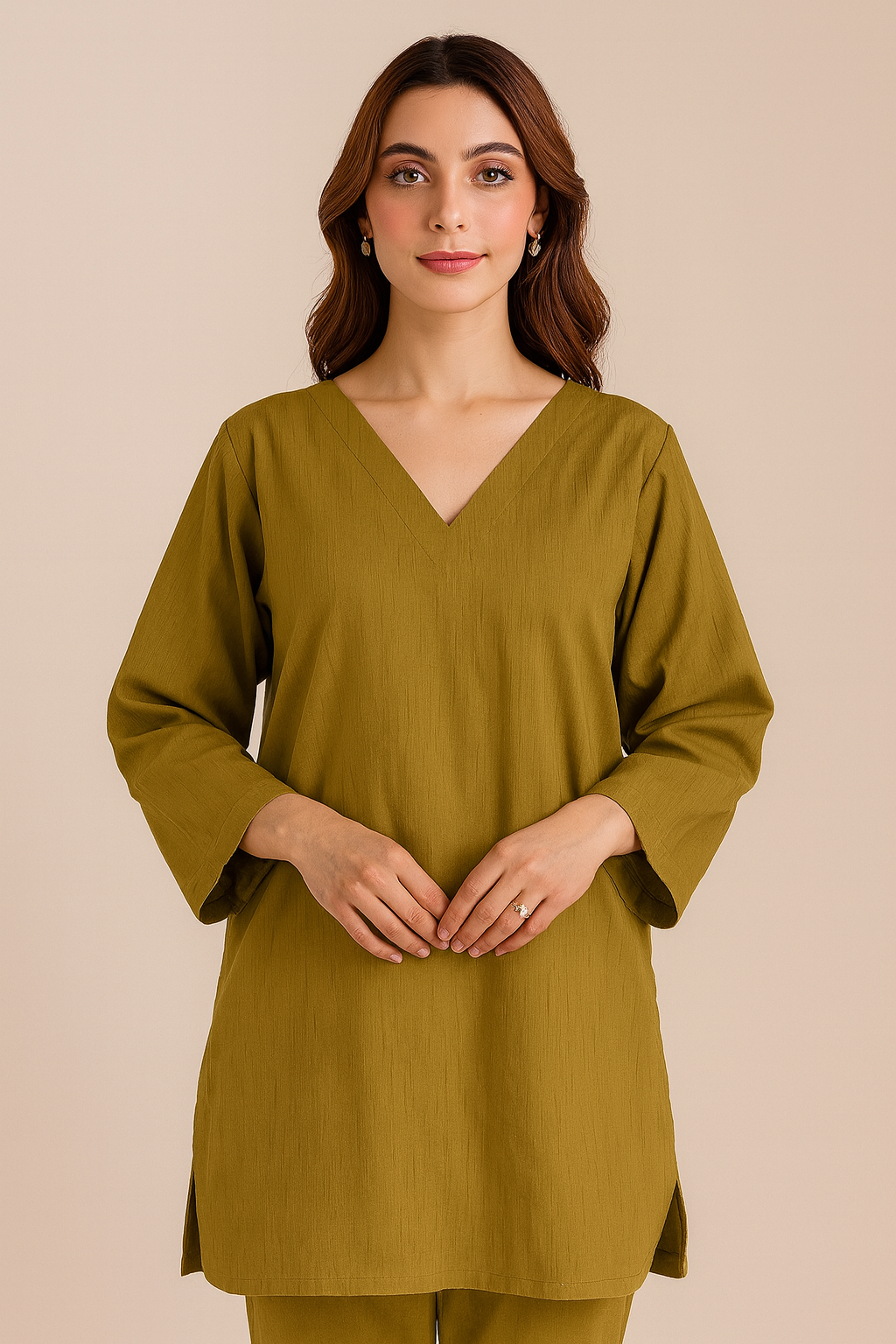 Olive Raw Silk Shirt – Ready to Wear (1 Piece)
