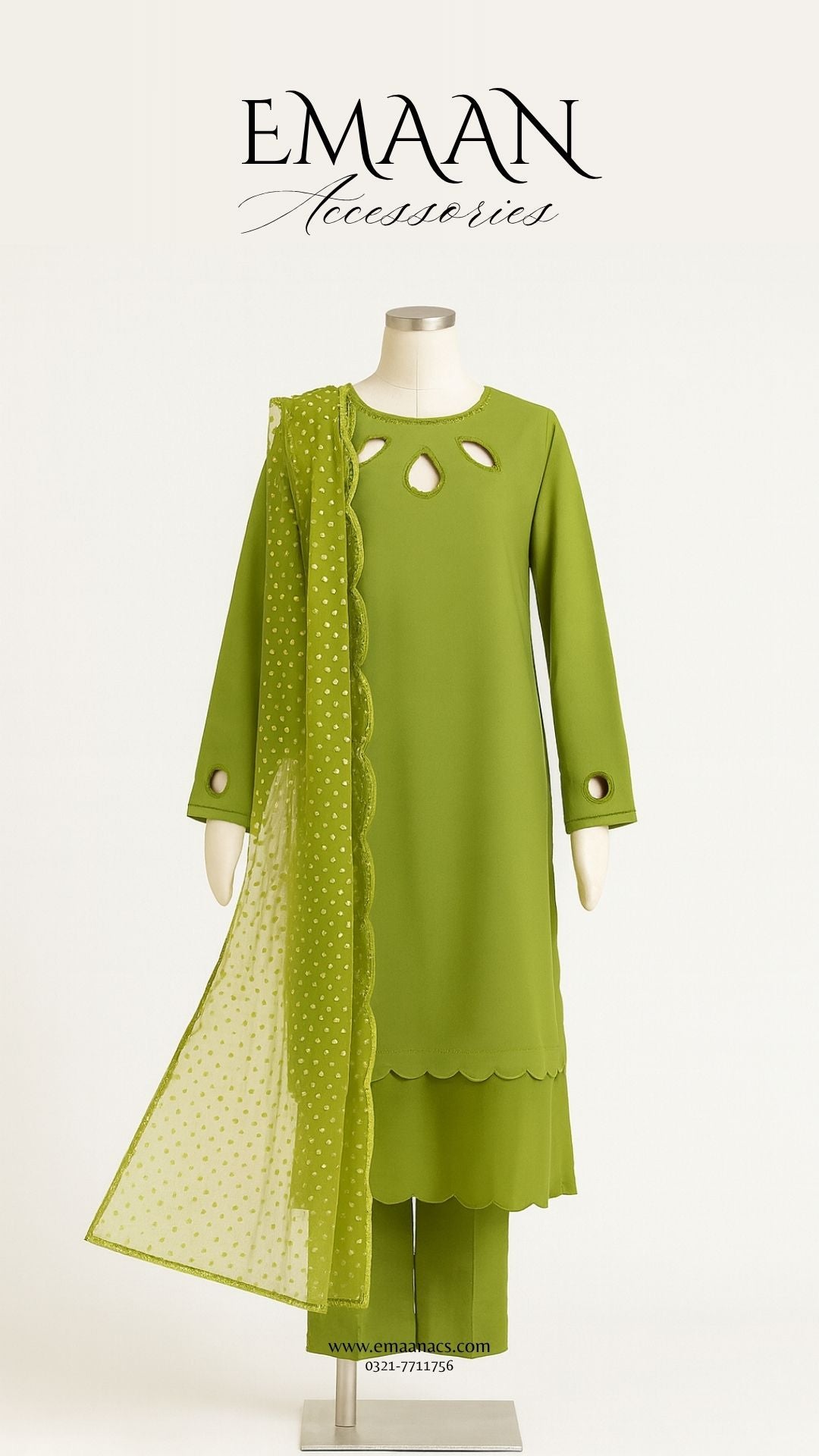 Green Lawn & Jacquard 2 Piece – Shirt & Dupatta (Ready to Wear)