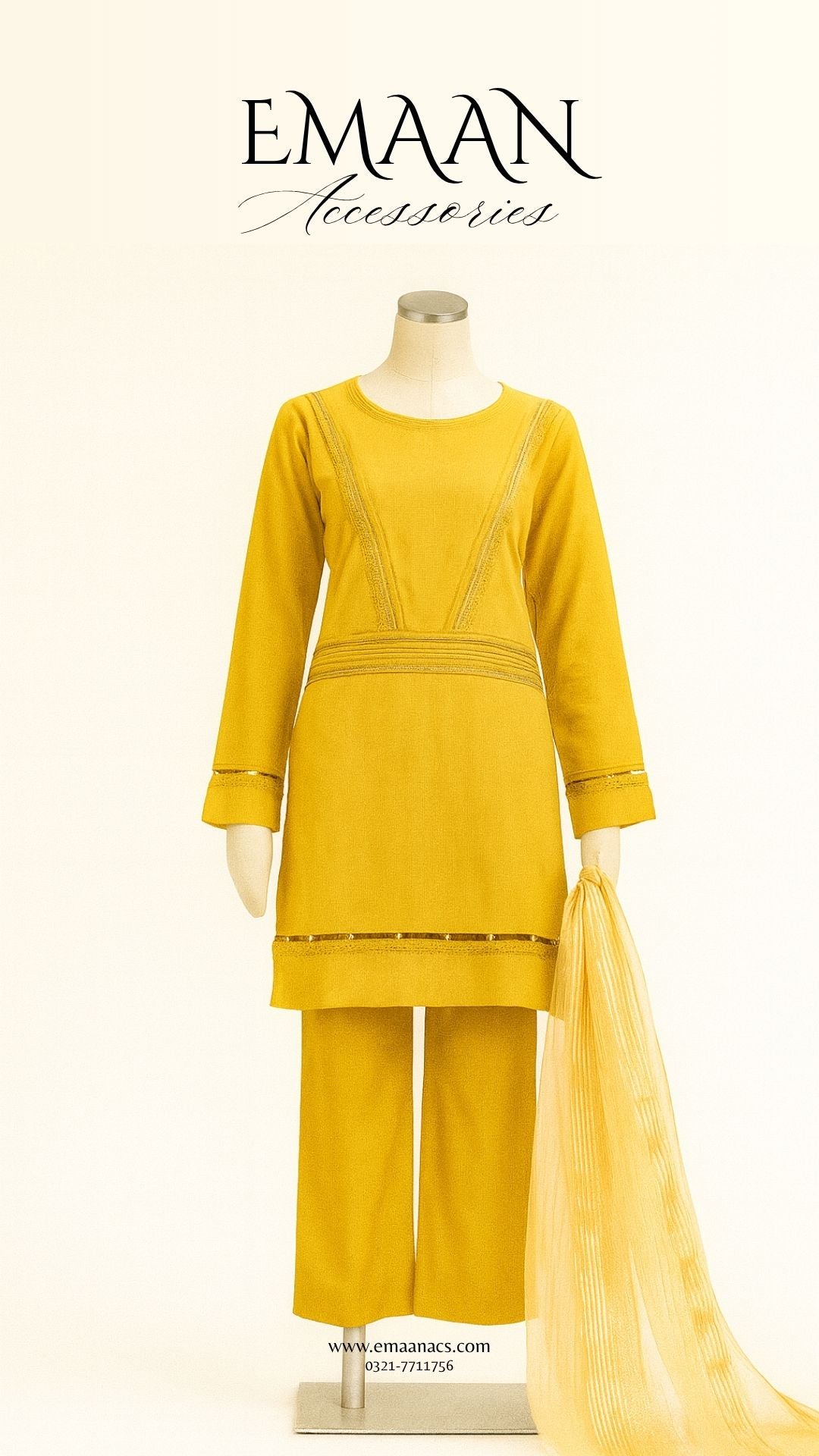 Yellow Lawn & Jacquard 2 Piece – Shirt & Dupatta (Ready to Wear)
