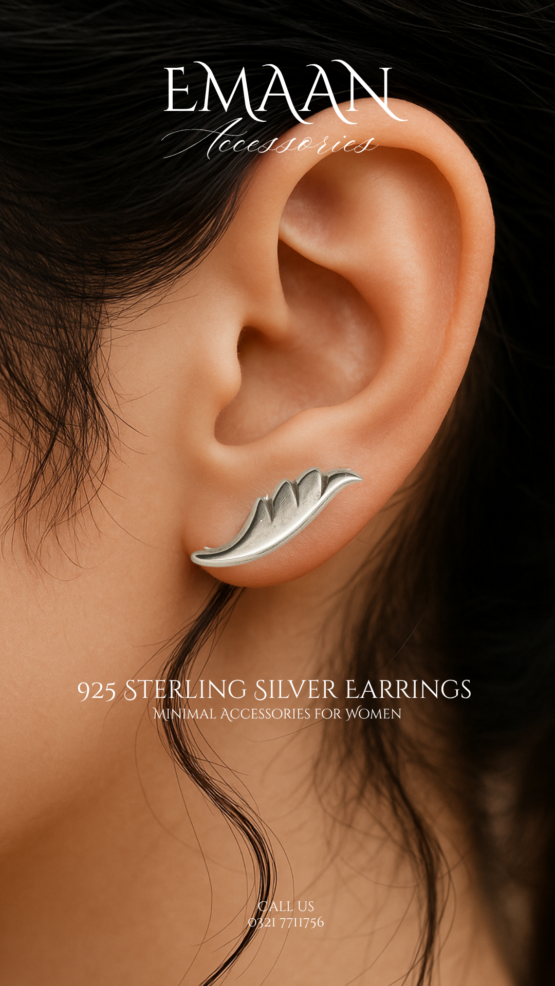 Wings of Solace 925 Sterling Silver Stud Earrings