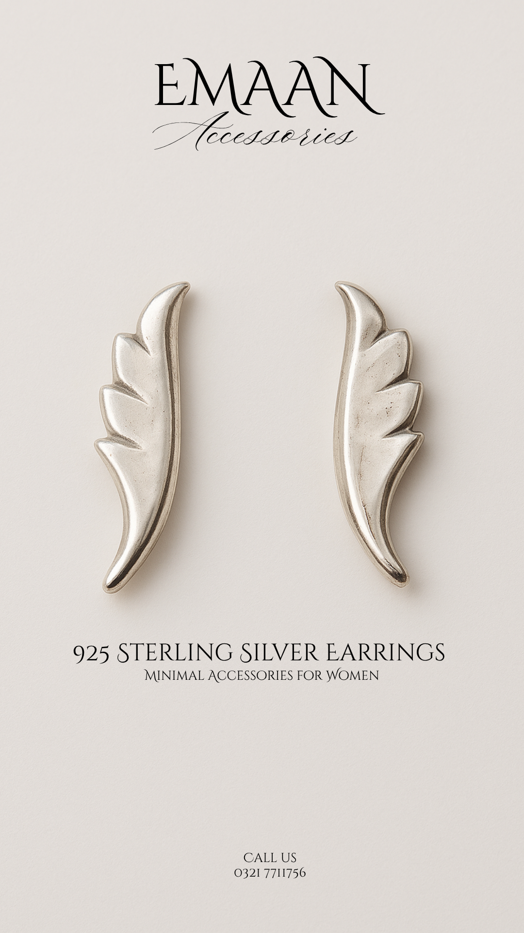 Wings of Solace 925 Sterling Silver Stud Earrings