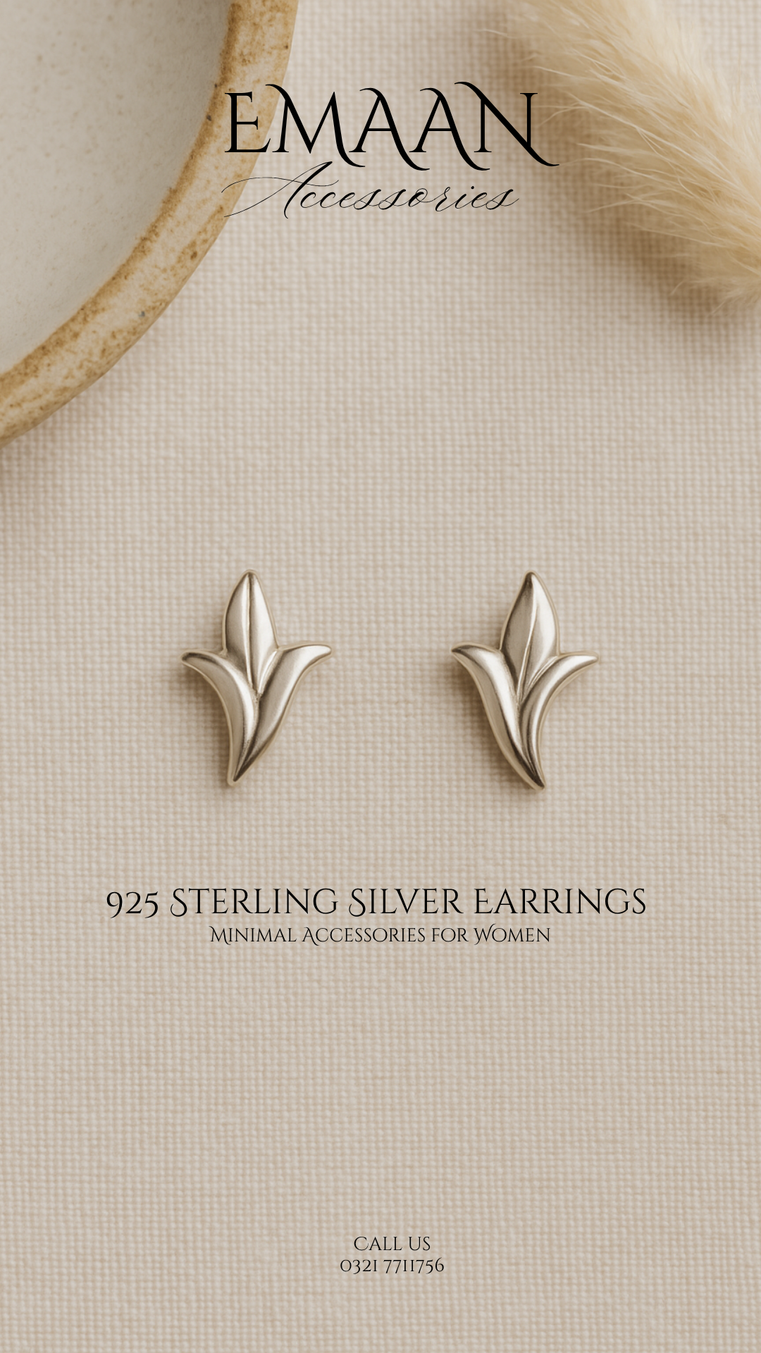 Leaf Whisper 925 Sterling Silver Stud Earrings