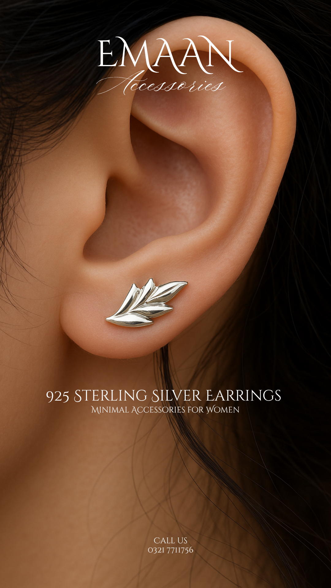 Silver Fern 925 Sterling Silver Stud Earrings