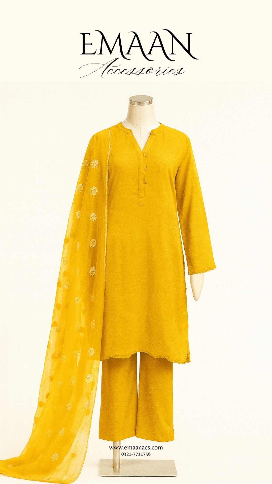Yellow Lawn & Jacquard 2 Piece – Shirt & Dupatta (Ready to Wear)