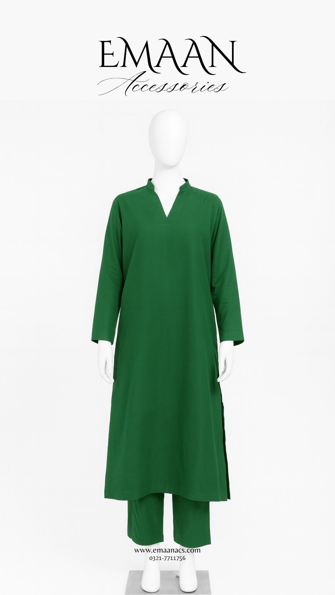 Green Khaddar 2 Piece – Shirt & Trouser (Ready to Wear)